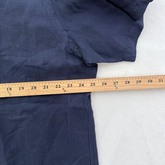 Polo Ralph Lauren Shirt Mens XL Blue Silk Linen Custom Fit Pony Button Down - Picture 6 of 9